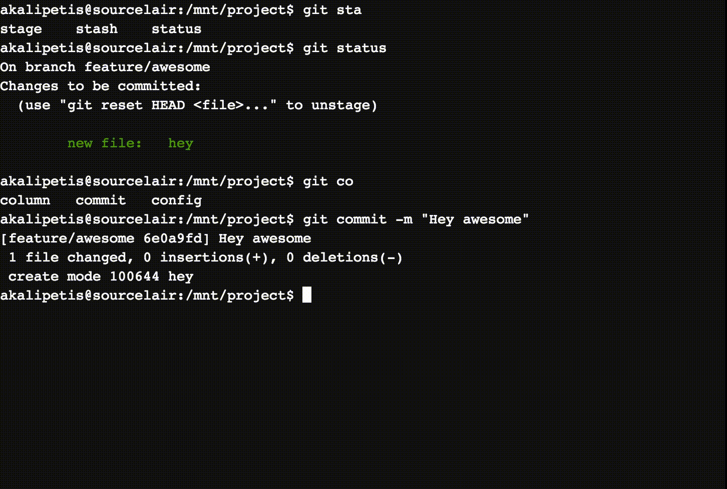 Git and Mercurial Commands Auto Completion